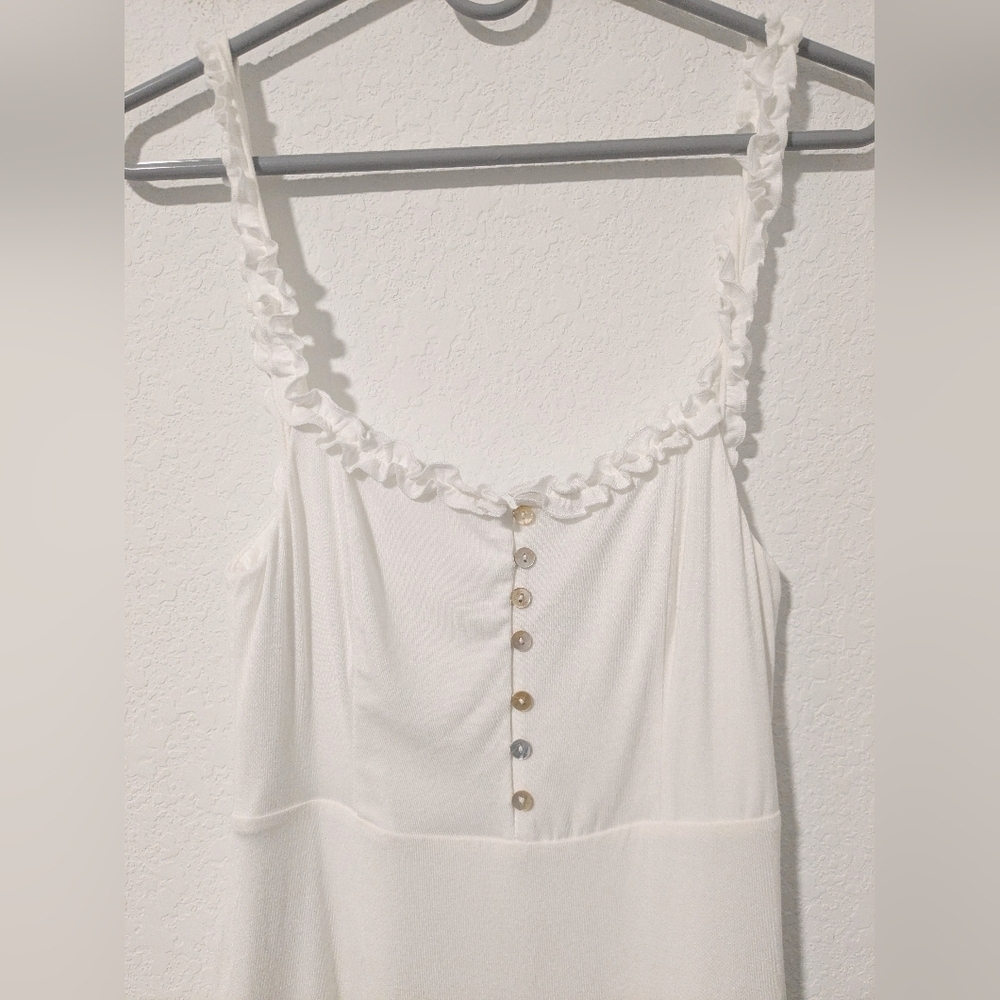 Lovers & Friends White Jersey Knit Ruffle Sleeveless Babydoll Emeline Mini Dress - Picture 6 of 10